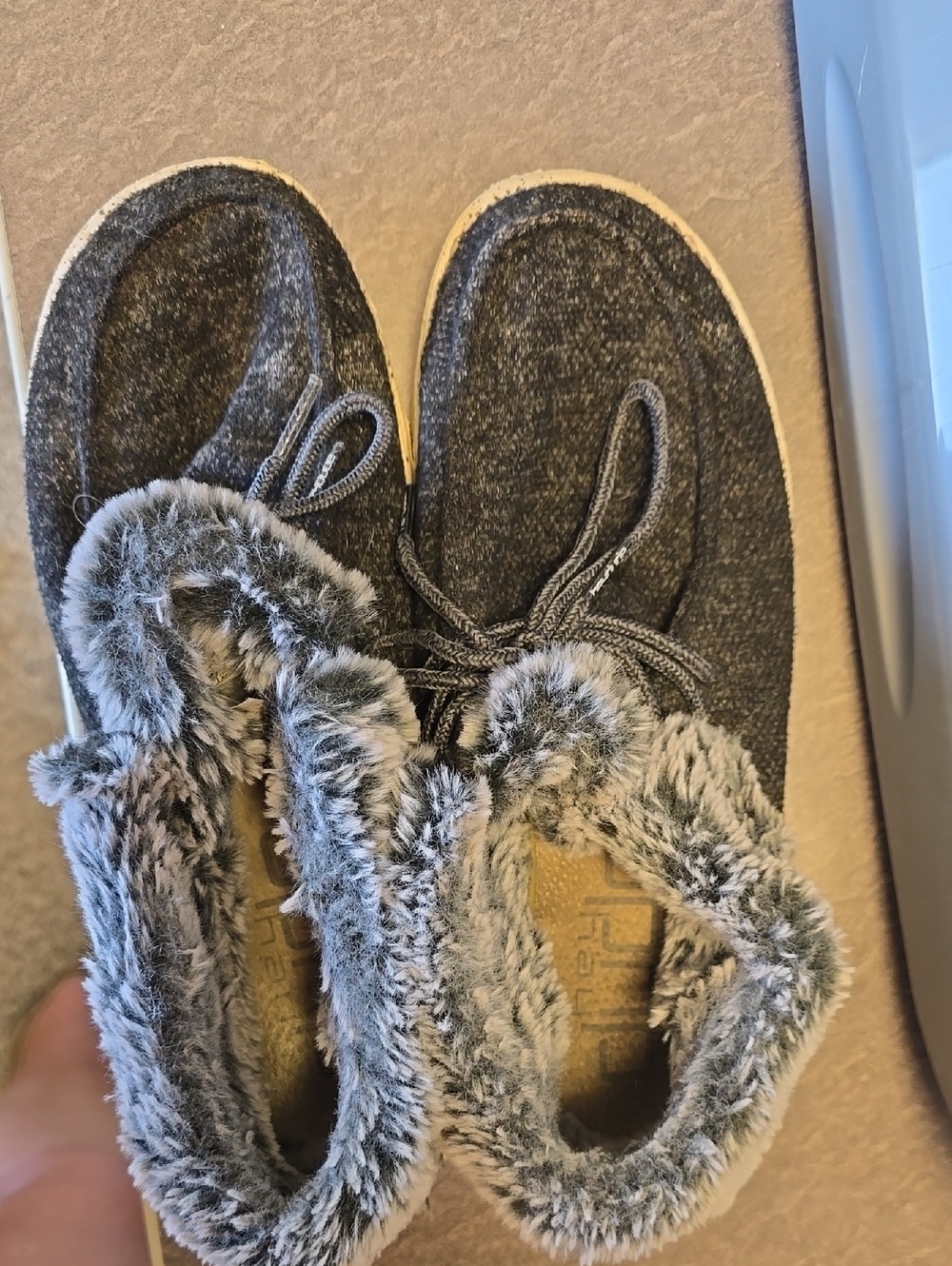Hey Dude Women's Faux-Fur Lined Slip-On Slippers - Gray